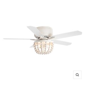 48" New Delhi Farmhouse Flush Mount Reversible Ceiling Fan with Lighting and Rem